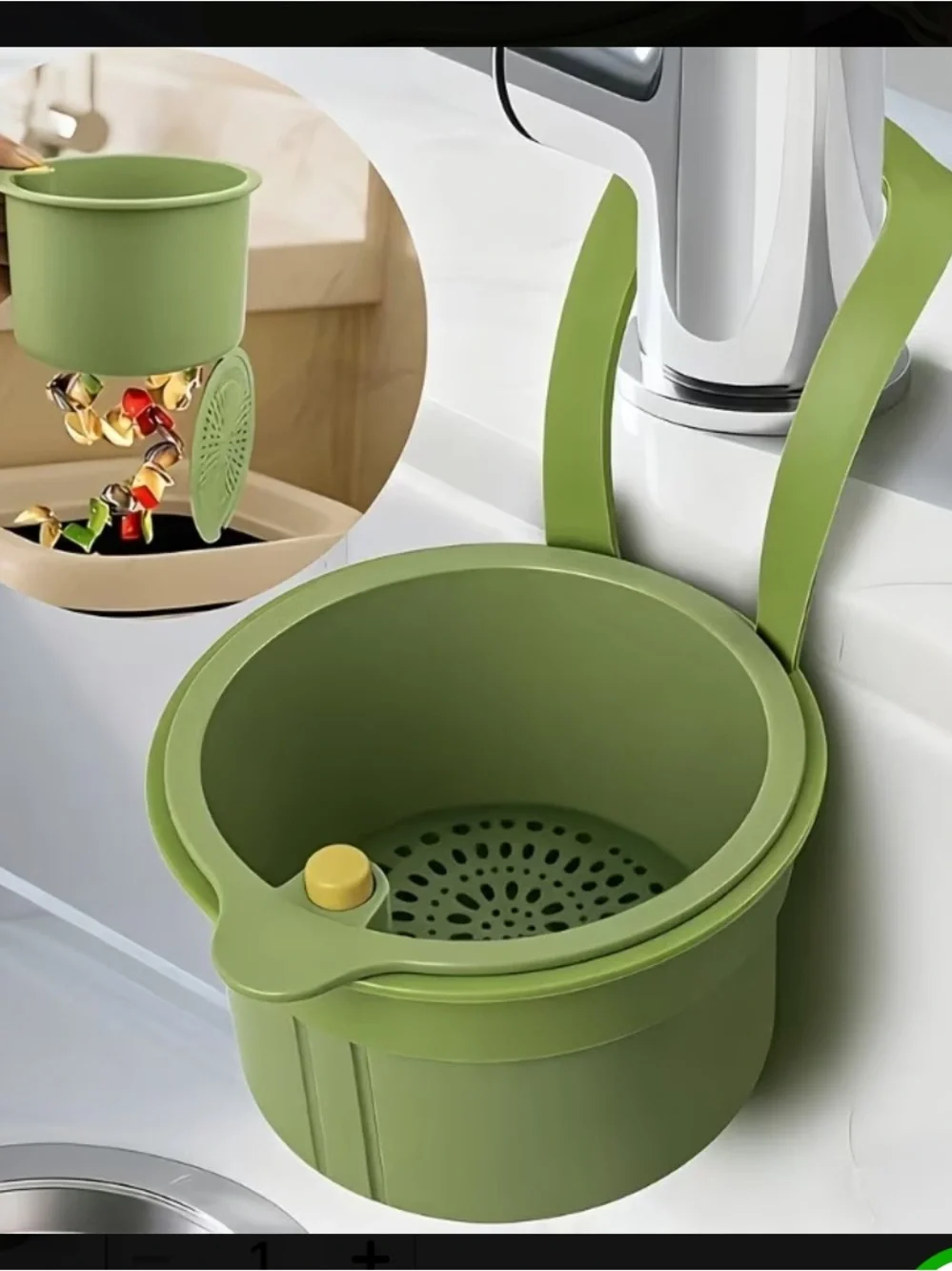 Hanging Sink Strainer & Scrap Catcher - Green new